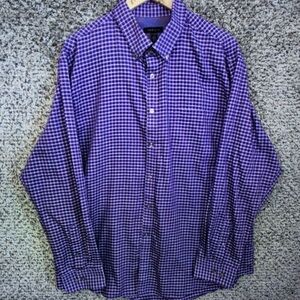 Men's Purple Check Button-Down Shirt